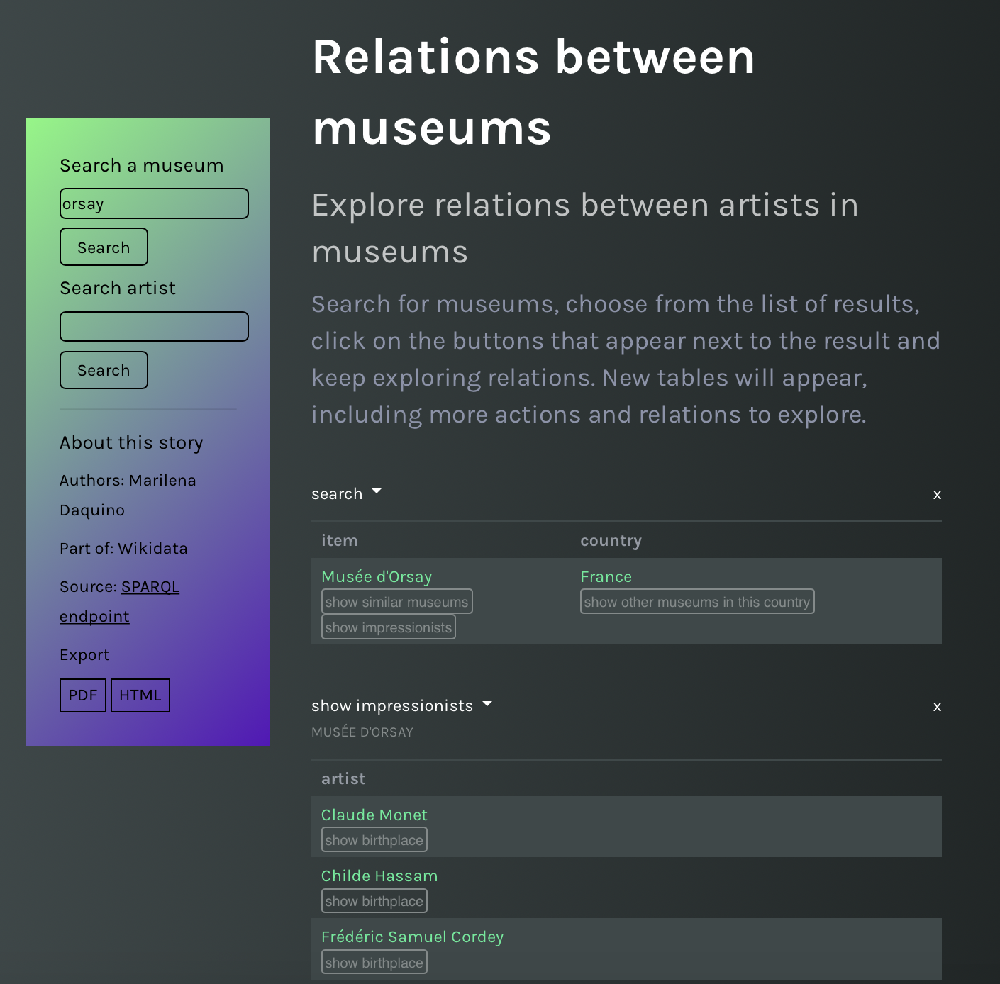 Relations template